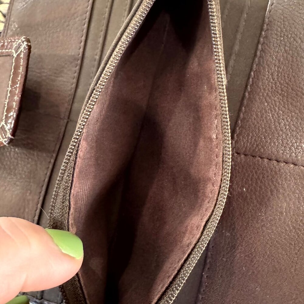 Fossil Brown Retro Boho Diagonal Suede & Leather … - image 4